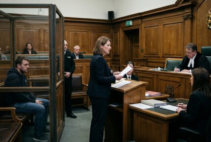 A man in a suit walks out of a UK Magistrates